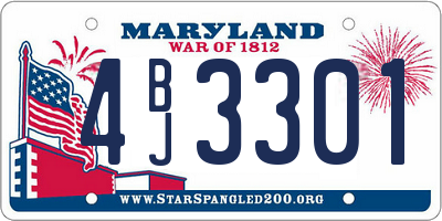 MD license plate 4BJ3301