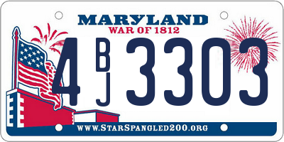 MD license plate 4BJ3303