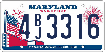 MD license plate 4BJ3316