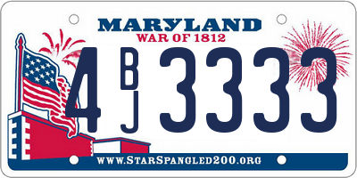 MD license plate 4BJ3333