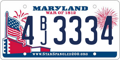 MD license plate 4BJ3334
