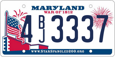 MD license plate 4BJ3337