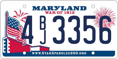MD license plate 4BJ3356