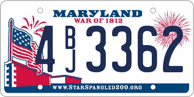 MD license plate 4BJ3362