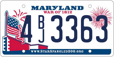 MD license plate 4BJ3363