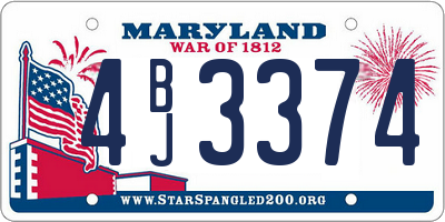 MD license plate 4BJ3374