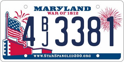 MD license plate 4BJ3381