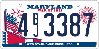 MD license plate 4BJ3387