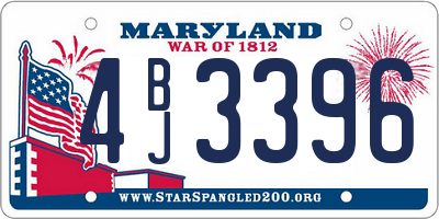 MD license plate 4BJ3396