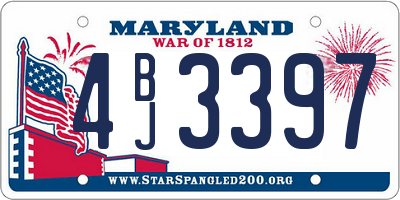 MD license plate 4BJ3397