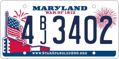 MD license plate 4BJ3402