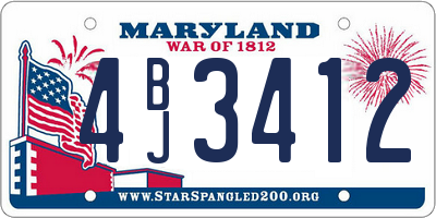 MD license plate 4BJ3412