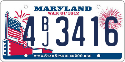 MD license plate 4BJ3416