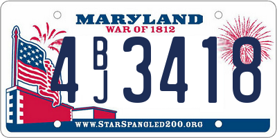 MD license plate 4BJ3418