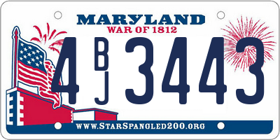 MD license plate 4BJ3443