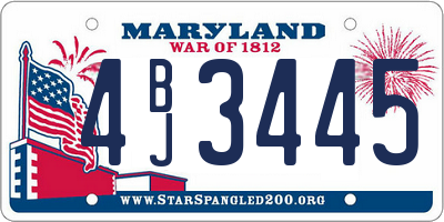 MD license plate 4BJ3445