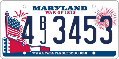 MD license plate 4BJ3453