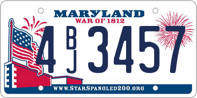 MD license plate 4BJ3457