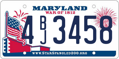 MD license plate 4BJ3458
