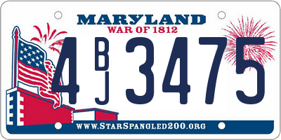 MD license plate 4BJ3475