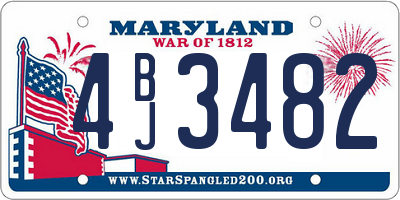 MD license plate 4BJ3482