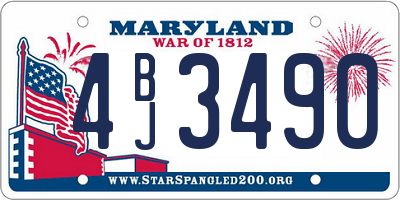MD license plate 4BJ3490