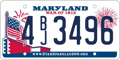 MD license plate 4BJ3496