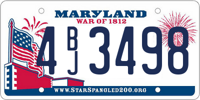 MD license plate 4BJ3498