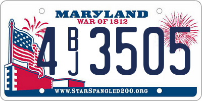 MD license plate 4BJ3505