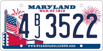 MD license plate 4BJ3522