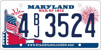 MD license plate 4BJ3524