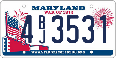 MD license plate 4BJ3531