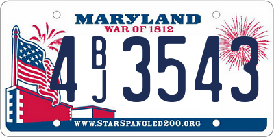 MD license plate 4BJ3543