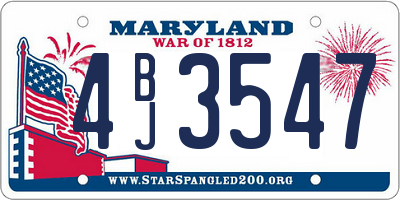 MD license plate 4BJ3547