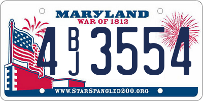 MD license plate 4BJ3554