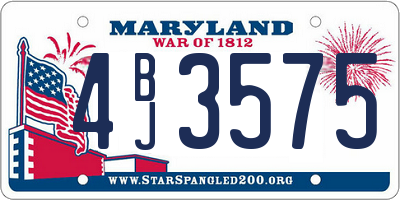MD license plate 4BJ3575