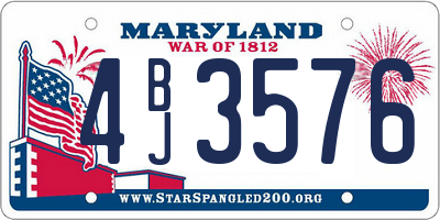 MD license plate 4BJ3576