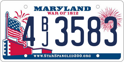 MD license plate 4BJ3583
