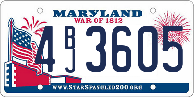 MD license plate 4BJ3605