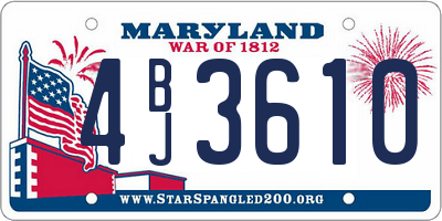 MD license plate 4BJ3610