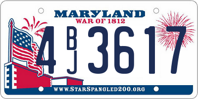 MD license plate 4BJ3617