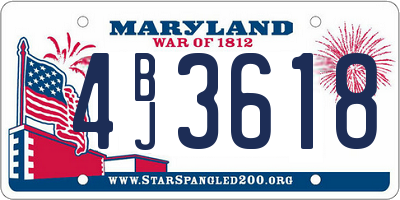MD license plate 4BJ3618