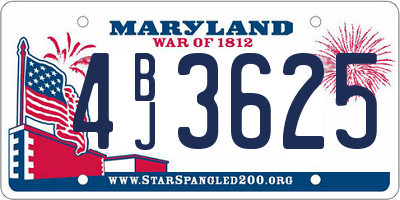 MD license plate 4BJ3625