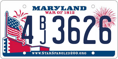 MD license plate 4BJ3626