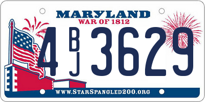 MD license plate 4BJ3629