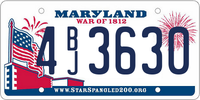 MD license plate 4BJ3630