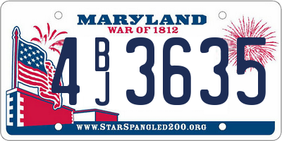 MD license plate 4BJ3635