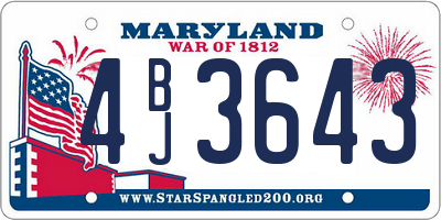 MD license plate 4BJ3643