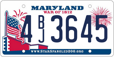 MD license plate 4BJ3645