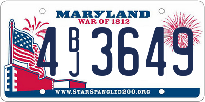 MD license plate 4BJ3649